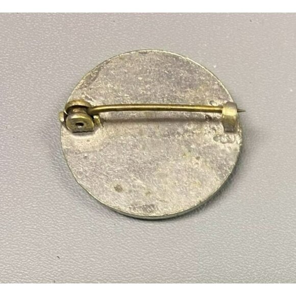 Antique Art Deco Mandela Circle Pot Metal Paste Stones Brooch - Picture 2 of 3